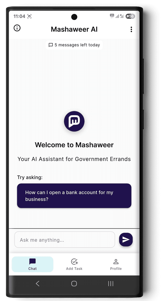 Mashaweer AI App Interface